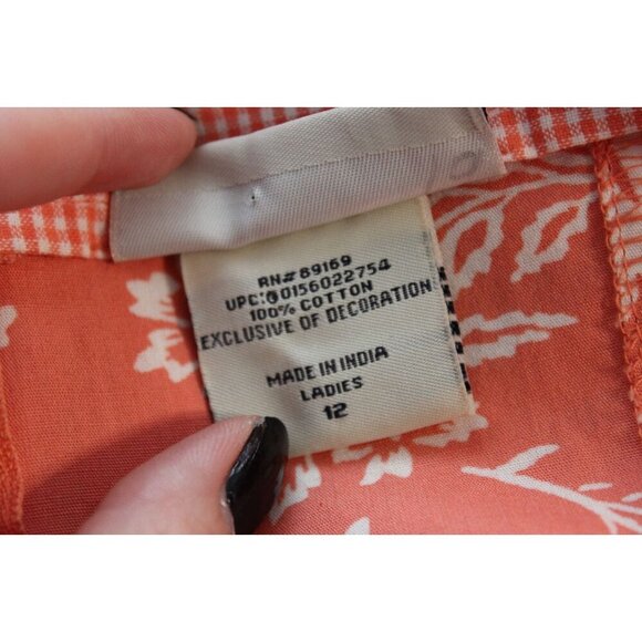 Y2K Dress Size 12 Floral Tropical Beach Hawaiian Resortwear Retro Lace Up Cotton - Picture 11 of 11